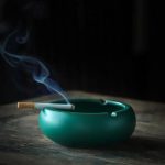 cendrier en céramique turquoise